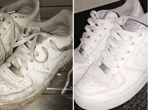 White shoes before and after
