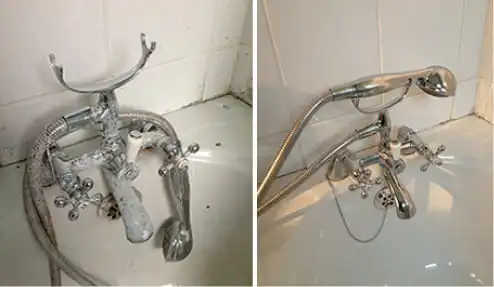 Shower faucet before and after